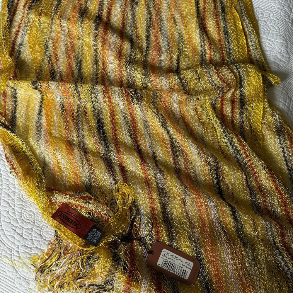 Missoni Vibrant Yellow and Brown Knit Foulard